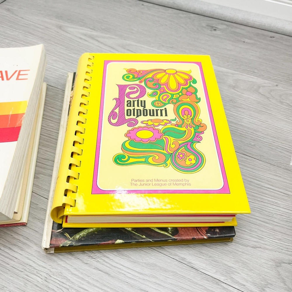 Vintage Stack of Cookbooks - Retro Books for Decoration - Yellow Stacking Books - Picture 6 of 10